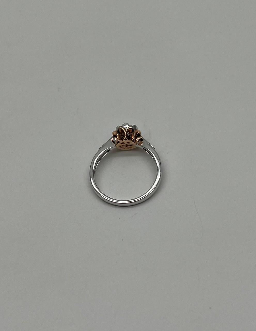 White Diamond Brilliant Floral Flower 14K Rose White Gold Statement Dainty Ring