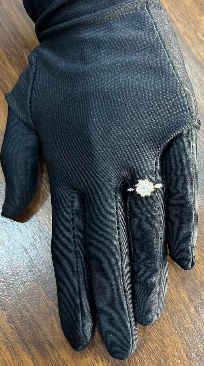 White Diamond Brilliant Floral Flower 14K Rose White Gold Statement Dainty Ring