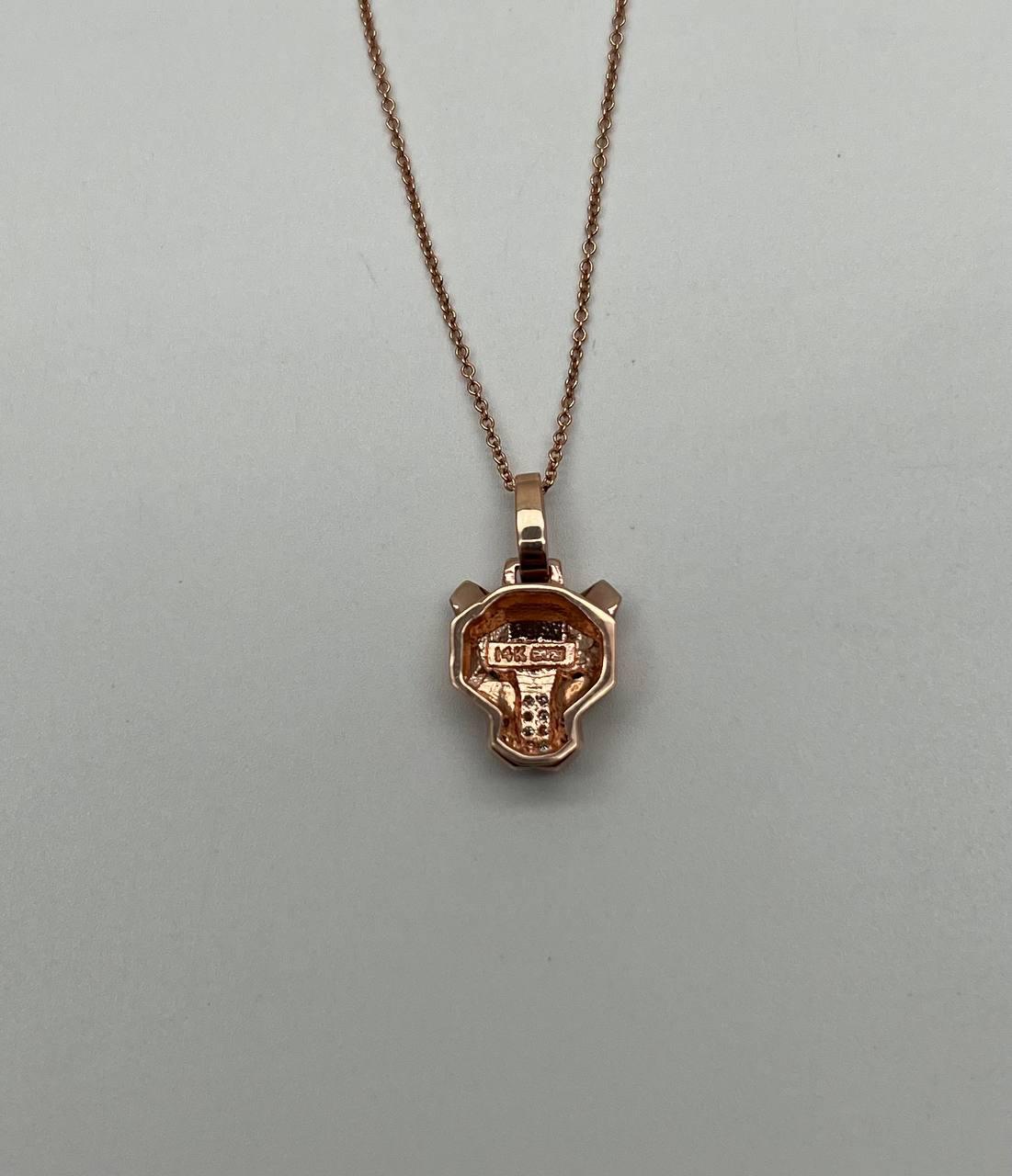 Panther Leopard Jaguar Lion Rose Gold Green Emerald Eye Diamond Pendant Necklace