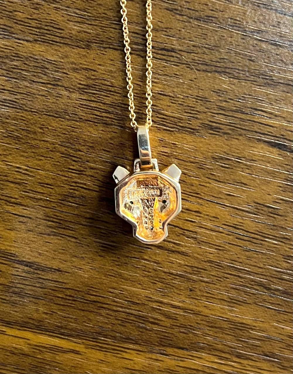 Panther Leopard Jaguar Lion Rose Gold Green Emerald Eye Diamond Pendant Necklace