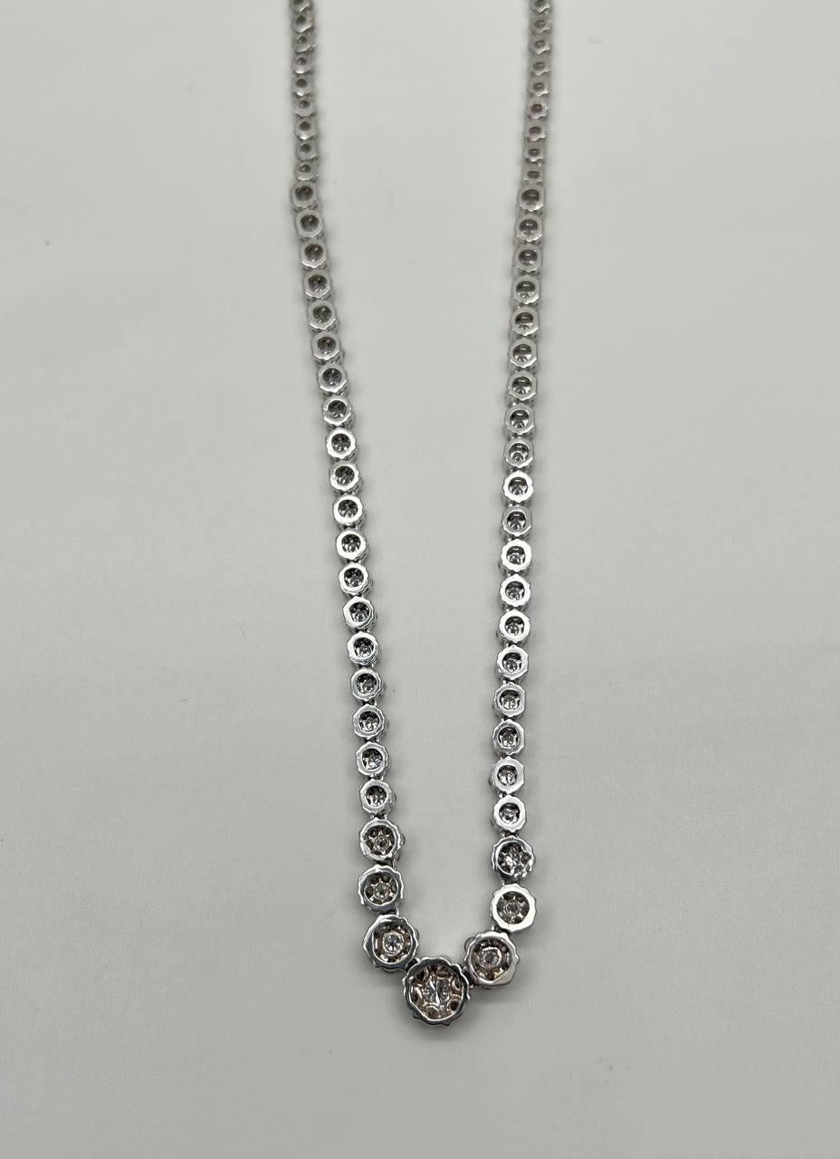 Graduated Brilliant Diamond Cluster Bib White Gold Classic Statement Necklace