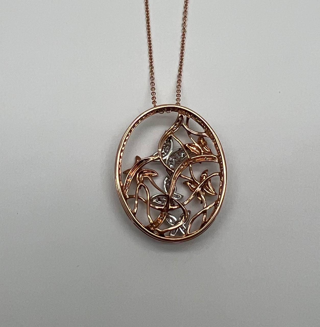 Butterfly Butterflies Diamond Pave Set 14K Rose Gold Pendant Medallion Necklace