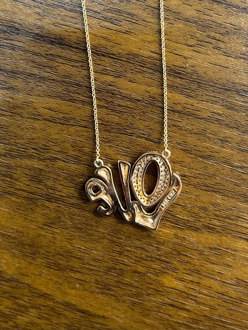 Love Symbol Diamonds Pave 14K Rose Gold Pendant Chain Necklace