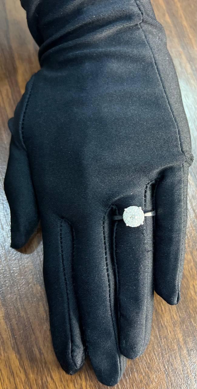 Diamonds Pave Set Round Cluster Halo Set 14K White Gold Statement Ring