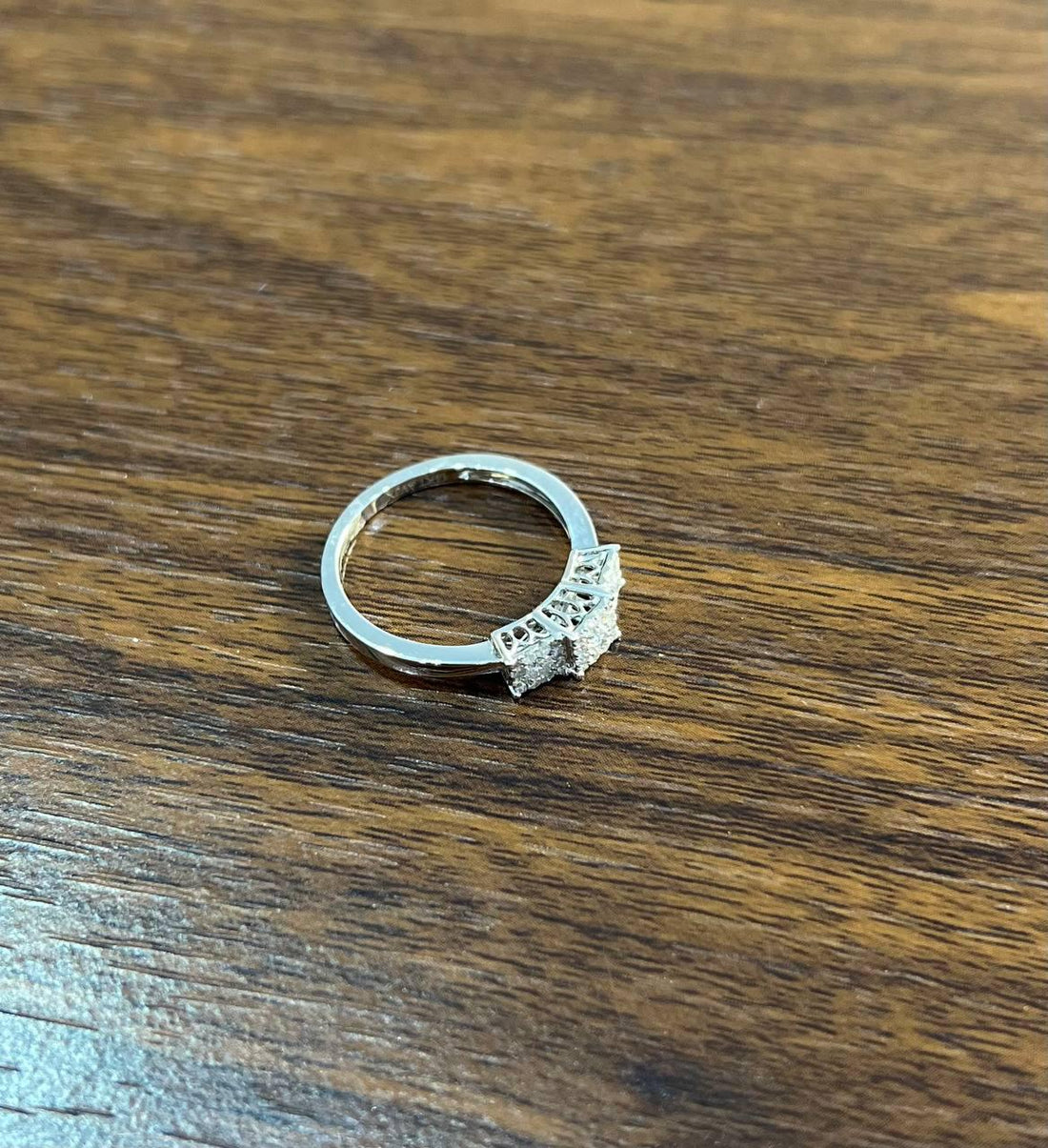 Diamonds Pave Set Square Cluster Halo Set White Gold Statement Three Stone Ring