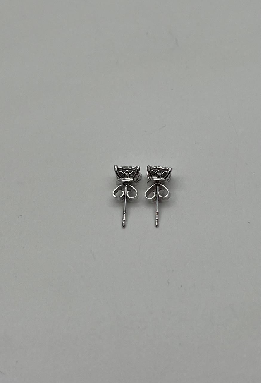 Diamond Square Shape Cluster Pave Set Halo Set 14K White Gold Stud Earrings