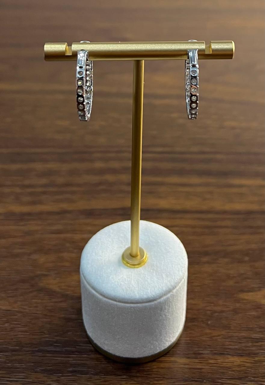 Classic Round Shape Brilliant Cut 18K White Gold Medium Hoop Earrings