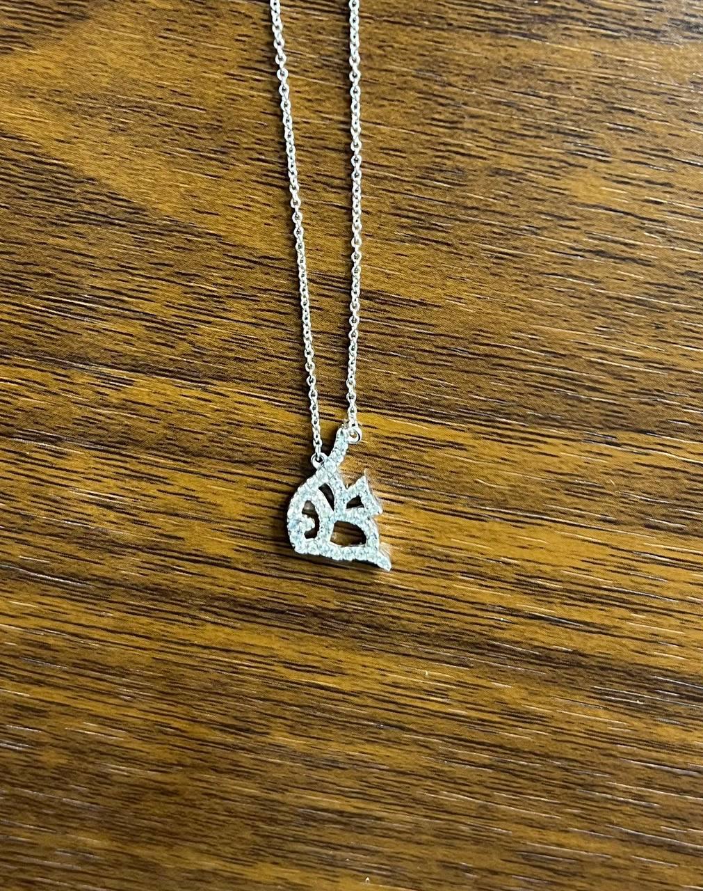 Fish Symbol Diamond Halo Set 18K White Gold Chain Pendant Necklace