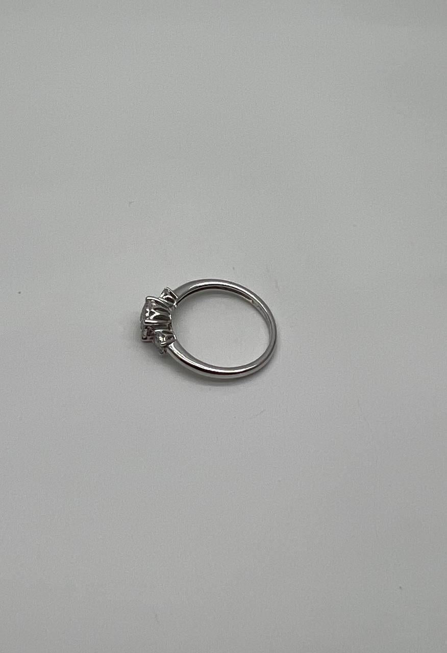 Diamonds Pave Set Cluster Halo Three Stone 14K White Gold Statement Ring