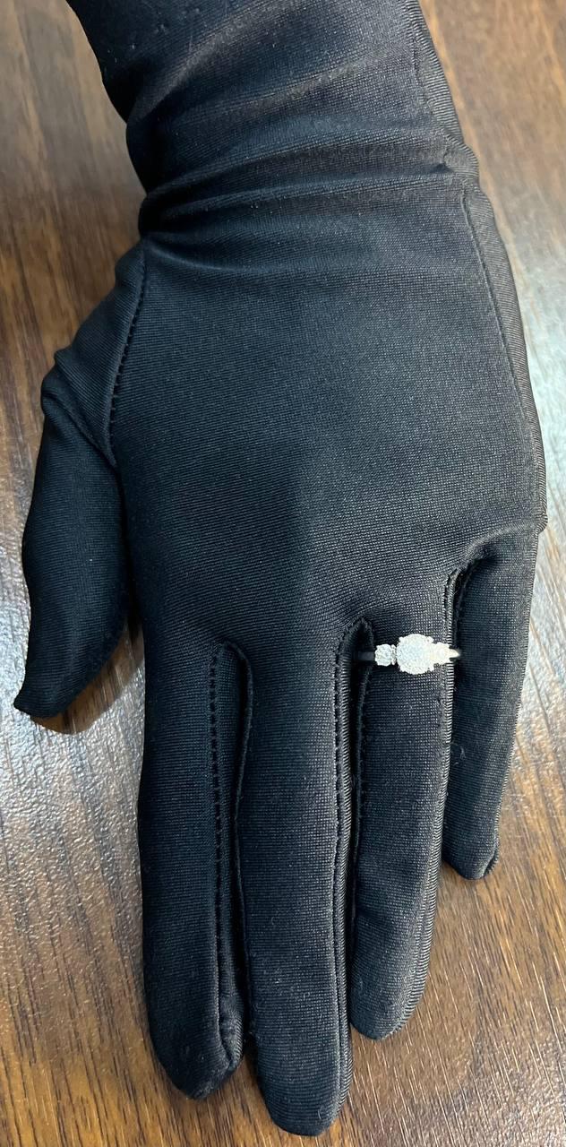 Diamonds Pave Set Cluster Halo Three Stone 14K White Gold Statement Ring