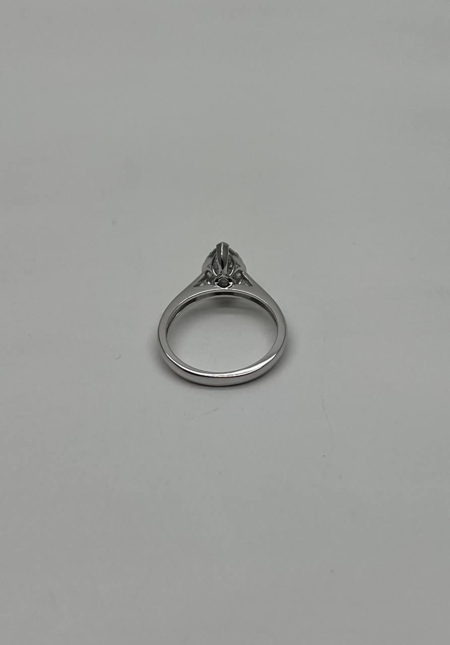 Diamonds Pear Teardrop Pave Set Cluster Halo 14K White Gold Statement Ring