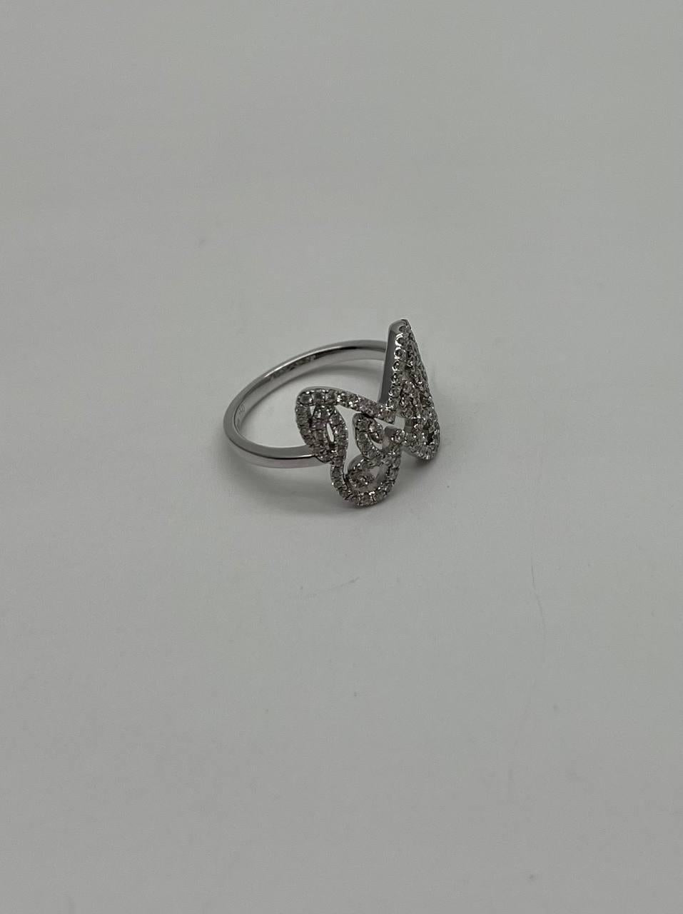 Butterfly Set Diamonds Halo Motif 18K Karat White Gold Animal Statement Ring