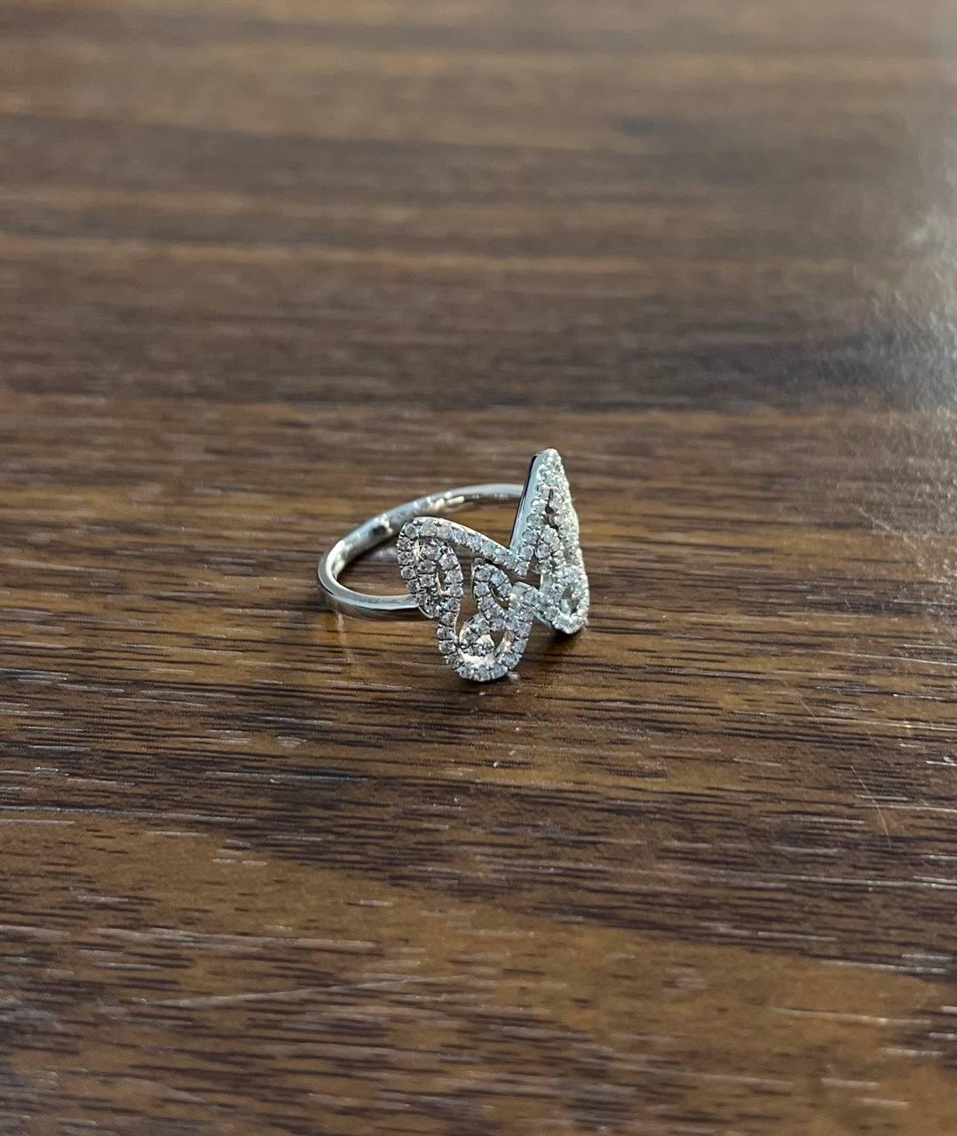 Butterfly Set Diamonds Halo Motif 18K Karat White Gold Animal Statement Ring