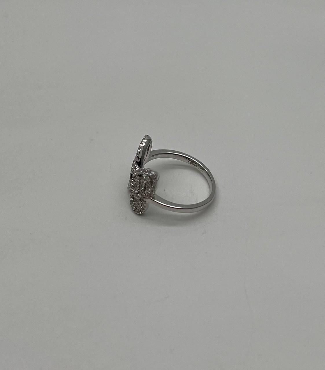 Butterfly Set Diamonds Halo Motif 18K Karat White Gold Animal Statement Ring