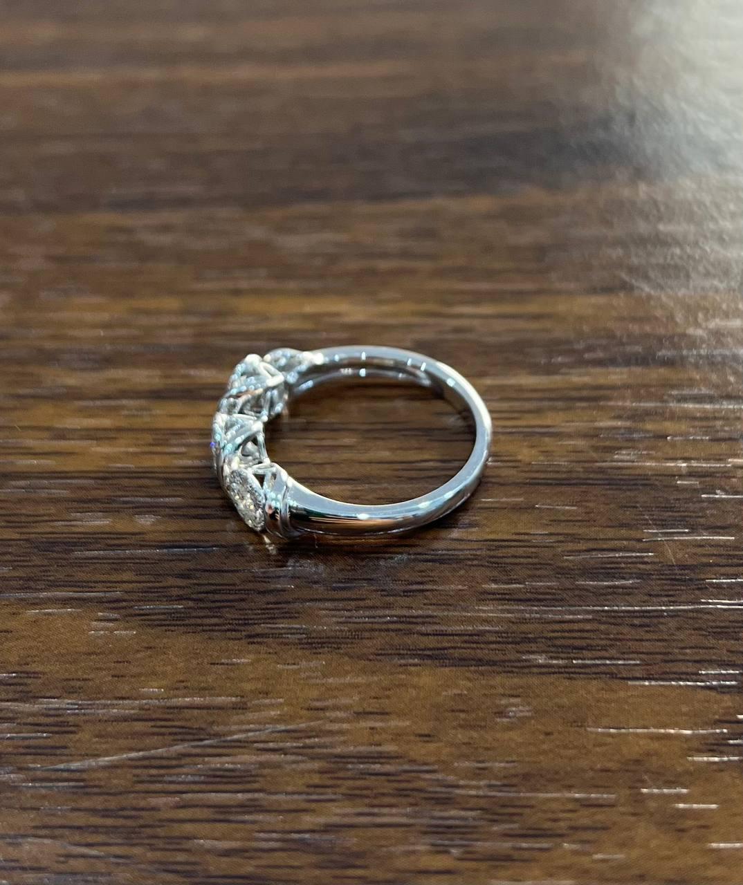 Diamonds Pave Set Round Cluster Halo Set White Gold Statement Three Stone Ring