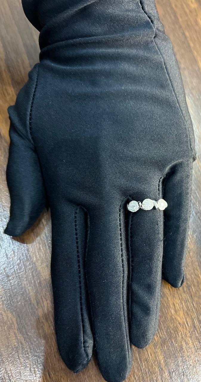 Diamonds Pave Set Round Cluster Halo Set White Gold Statement Three Stone Ring