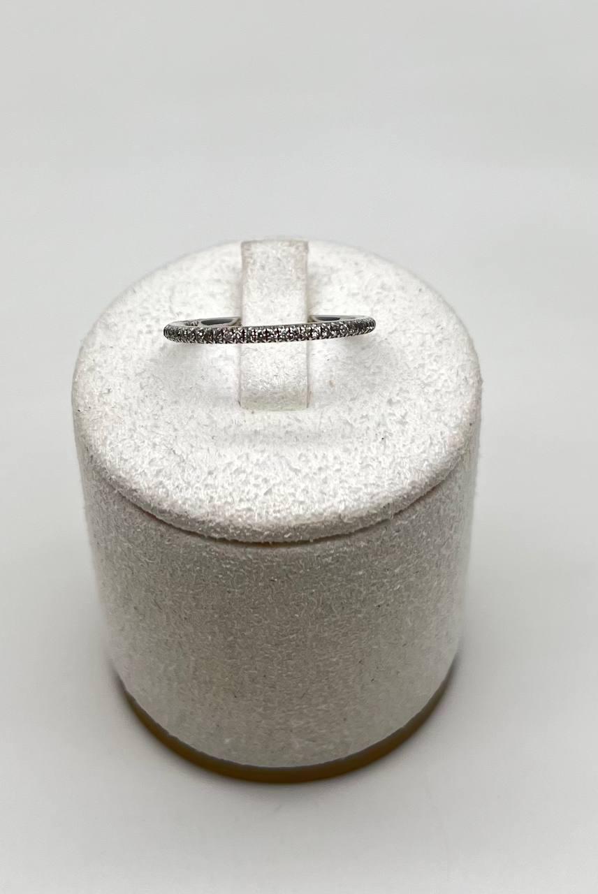 Diamond Pave Set 14K White Gold Dainty Thin Classic Band Ring