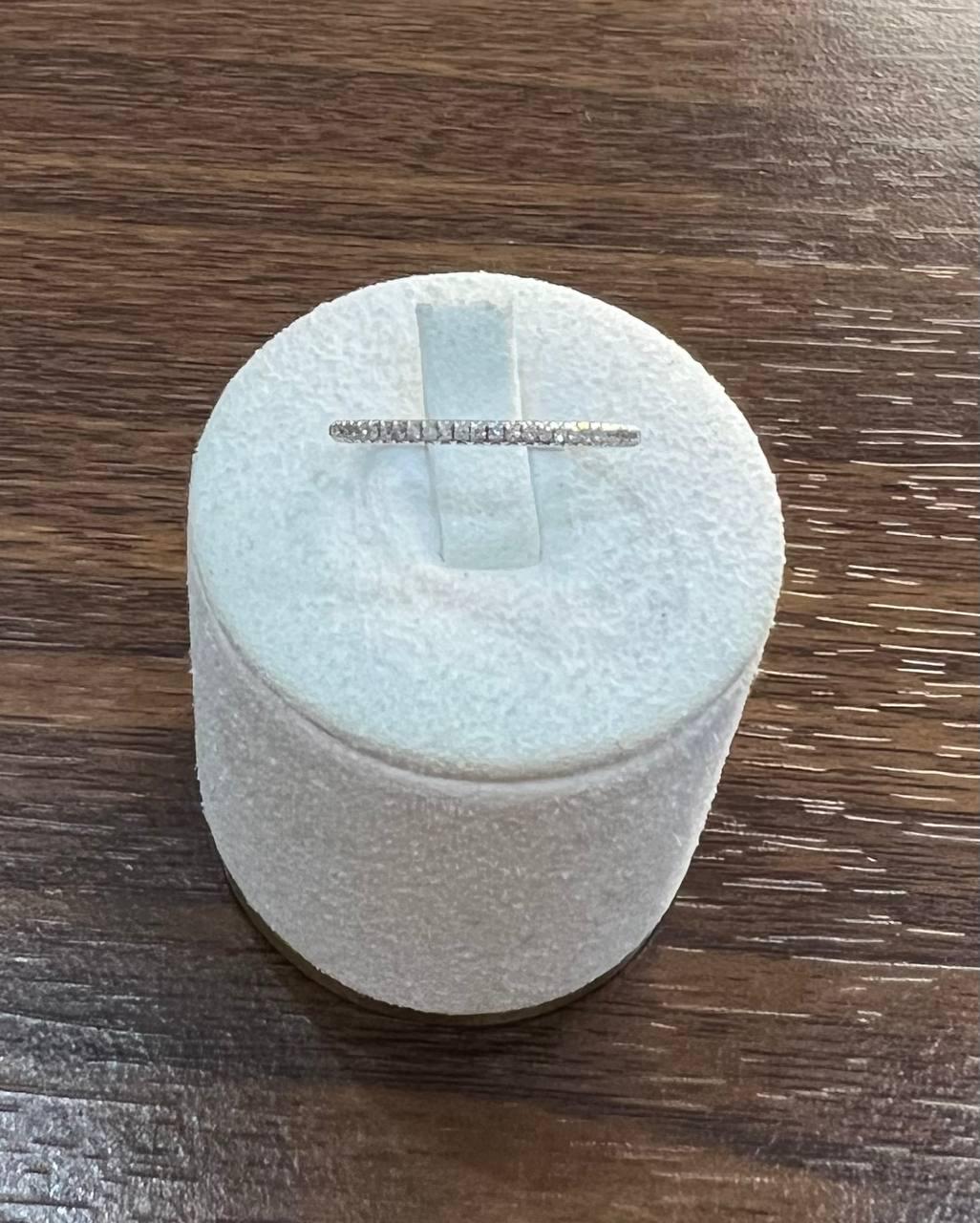 Diamond Pave Set 14K White Gold Dainty Thin Classic Band Ring