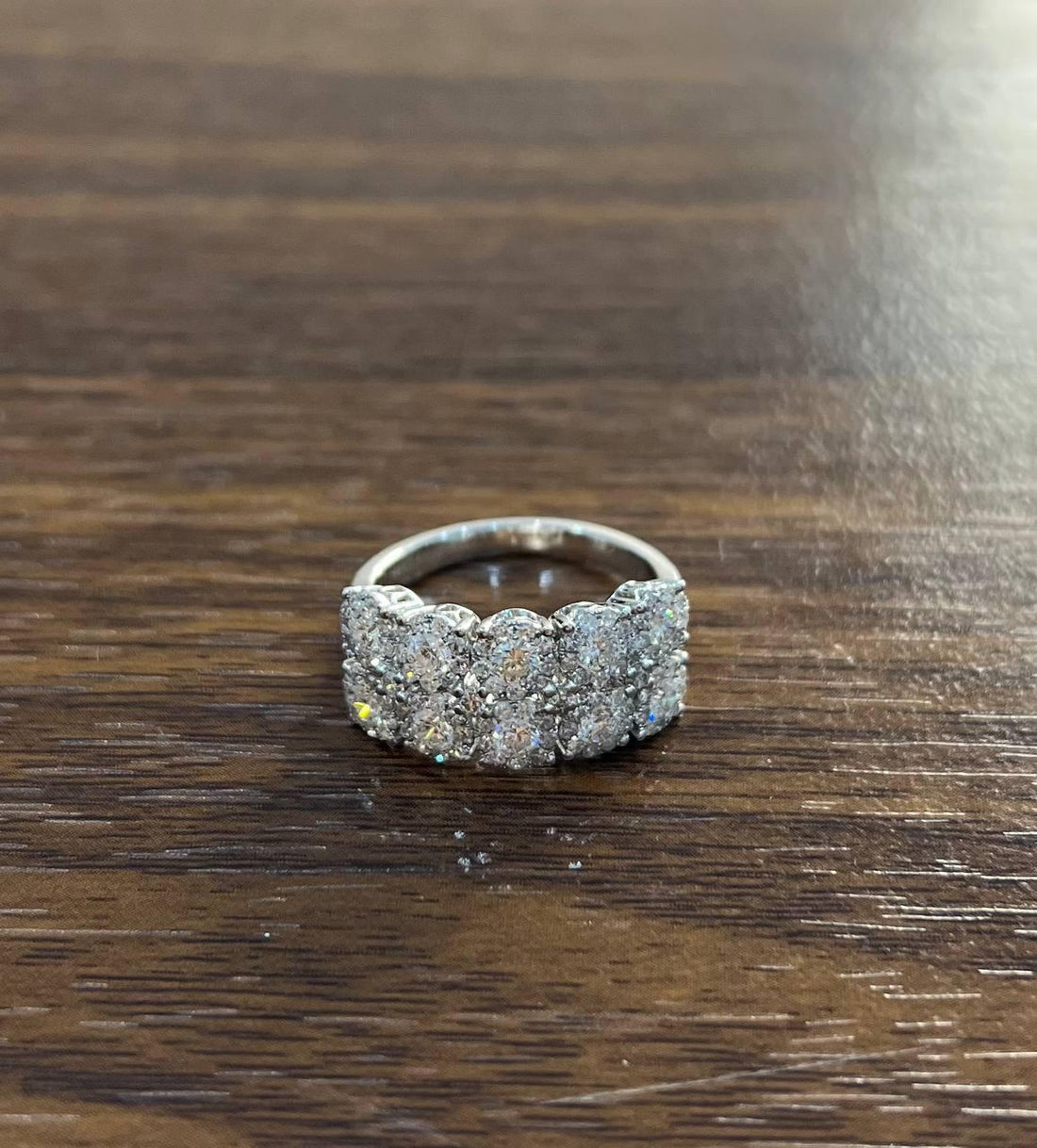 Diamonds Pave Set Round Cluster Halo White Gold Statement Double Row Band Ring