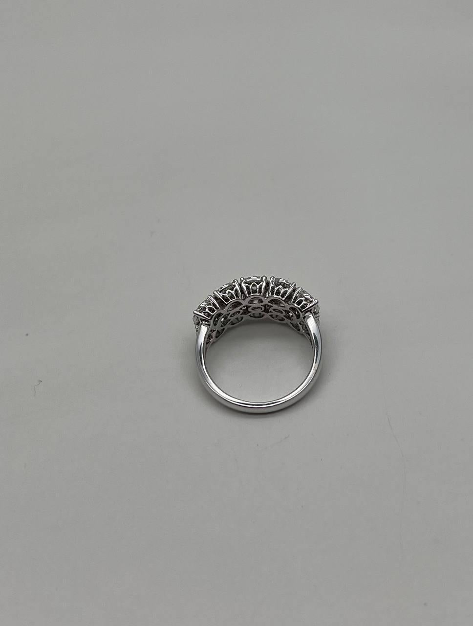 Diamonds Pave Set Round Cluster Halo White Gold Statement Double Row Band Ring