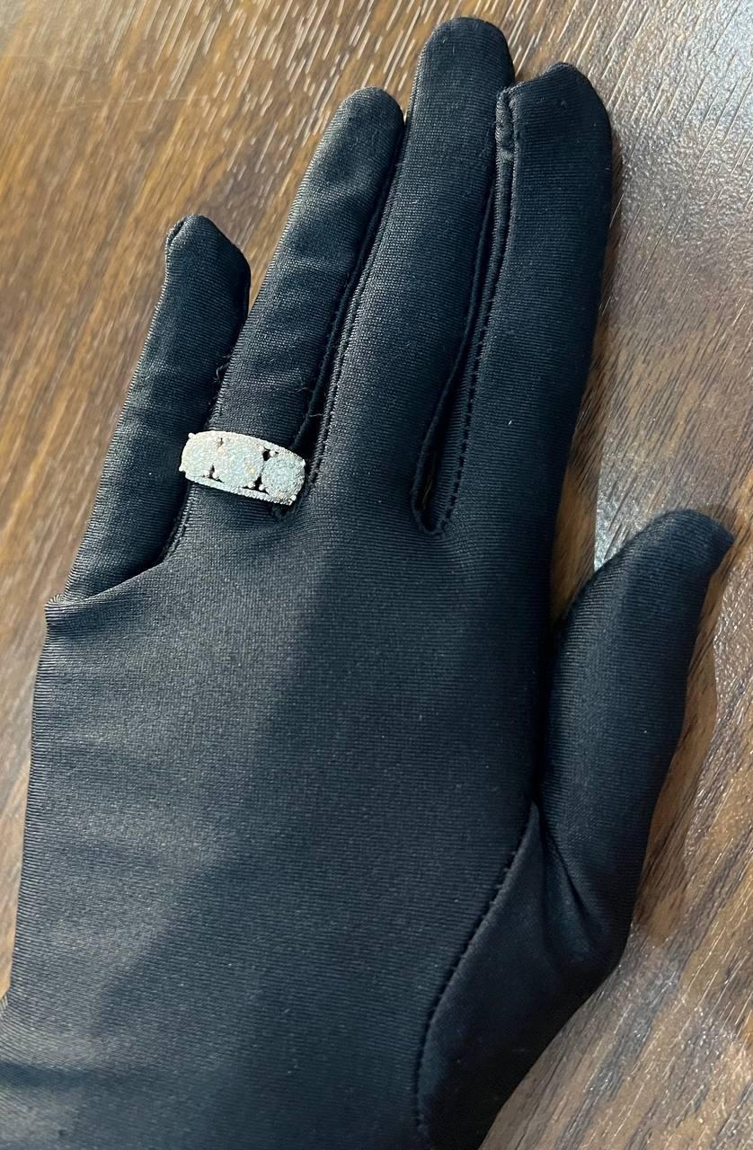 Diamonds Pave Set Round Cluster Halo Set White Gold Statement Three Stone Ring