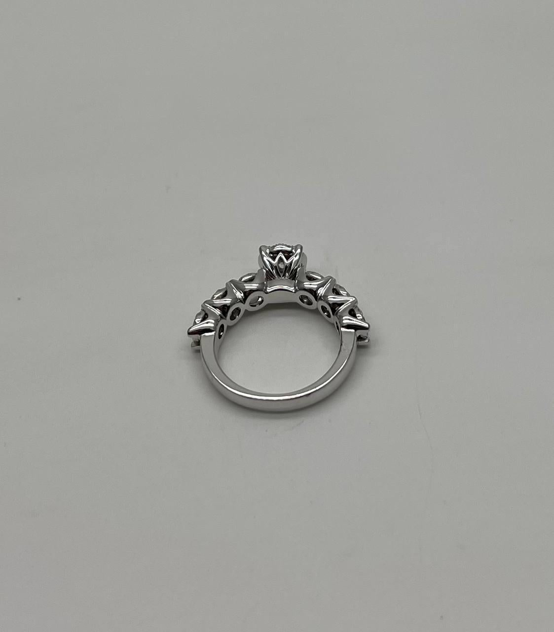 Diamonds Pave Set Cluster Halo Set 14K White Gold Statement Ring