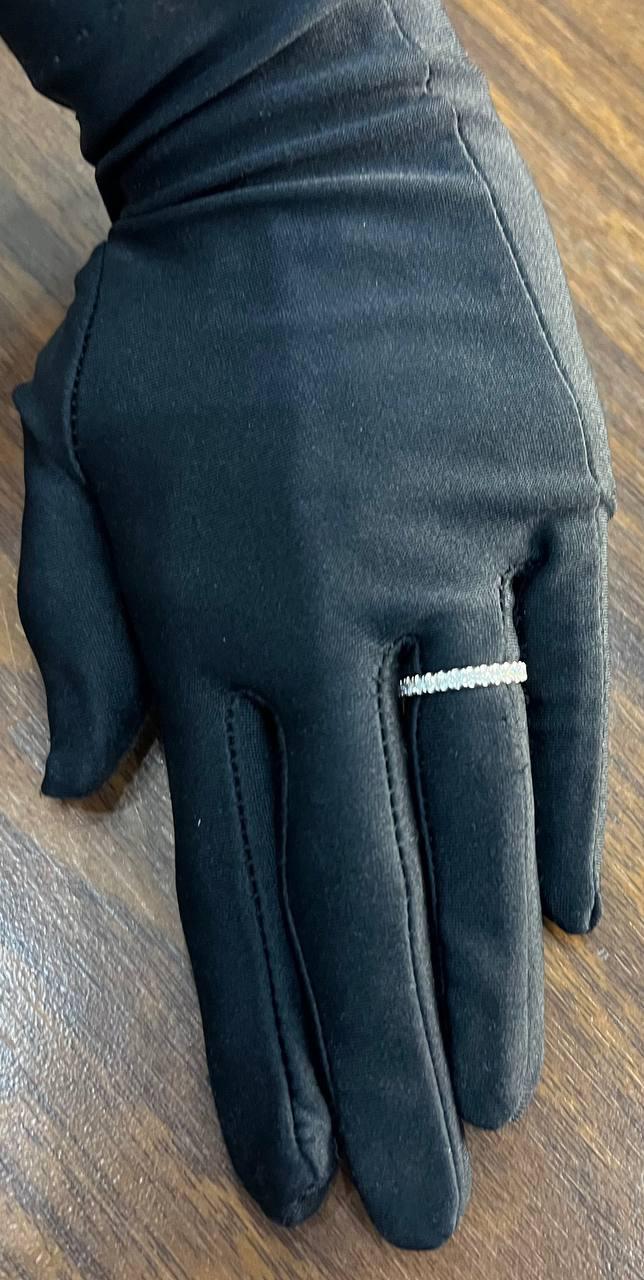 Classic Inset Round Brilliant Diamond Line 14K White Gold Medium Band Ring