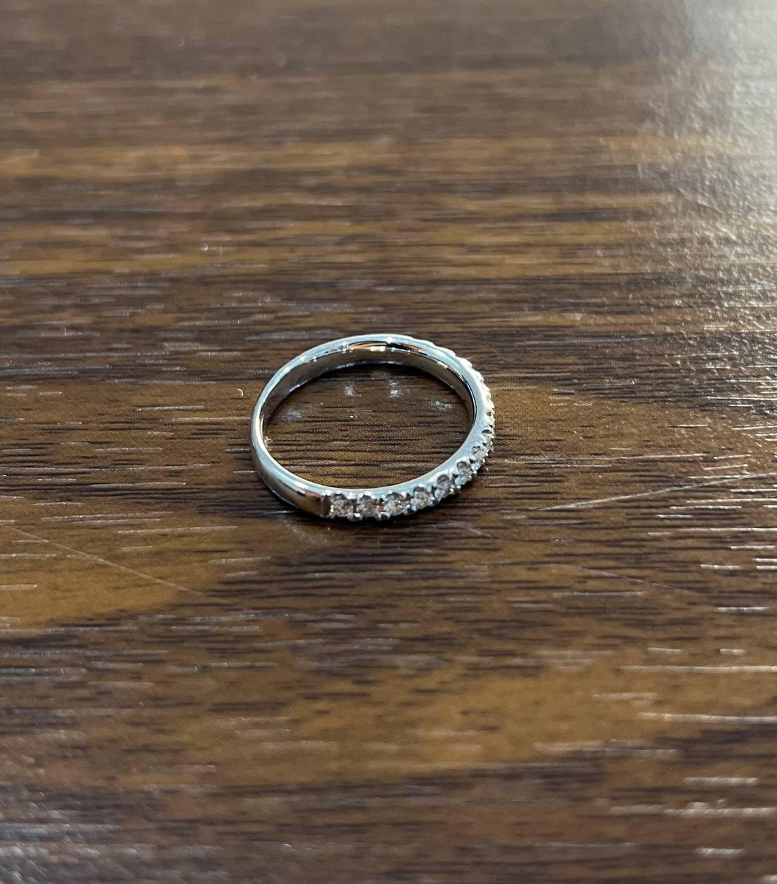 Classic Inset Round Brilliant Diamond Line 14K White Gold Medium Band Ring