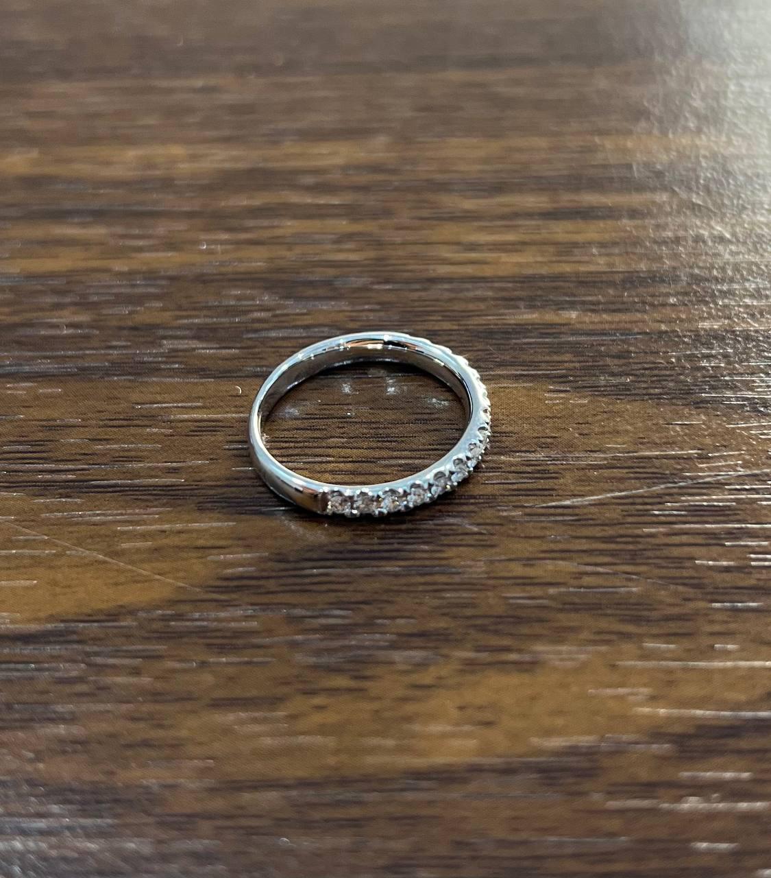 Classic Inset Round Brilliant Diamond Line 14K White Gold Band Ring