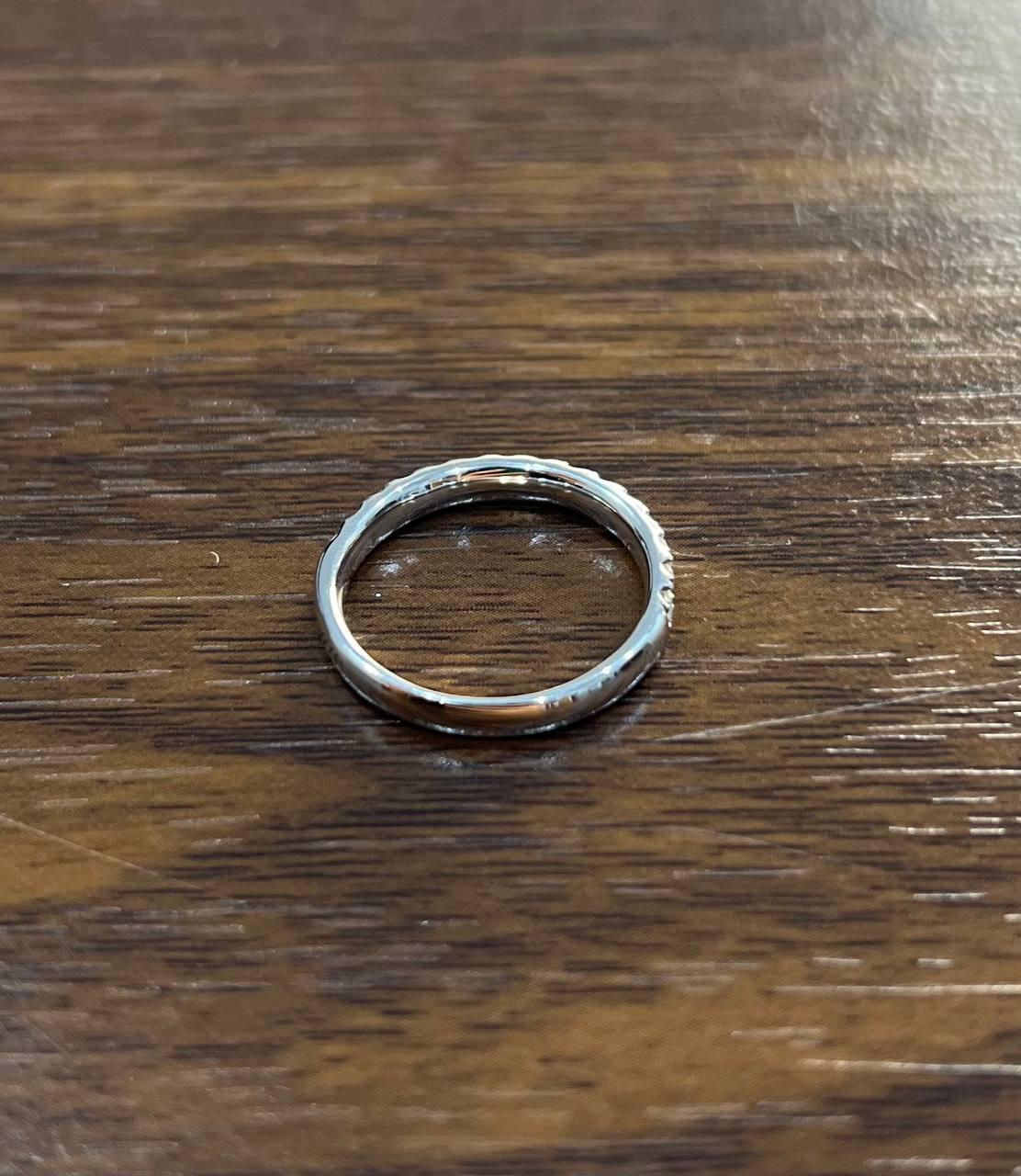 Classic Inset Round Brilliant Diamond Line 14K White Gold Band Ring