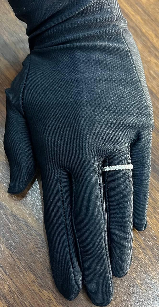 Classic Inset Round Brilliant Diamond Line 14K White Gold Band Ring