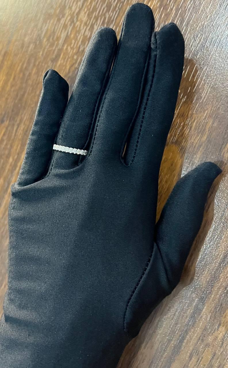 Classic Inset Round Brilliant Diamond Line 14K White Gold Medium Band Ring