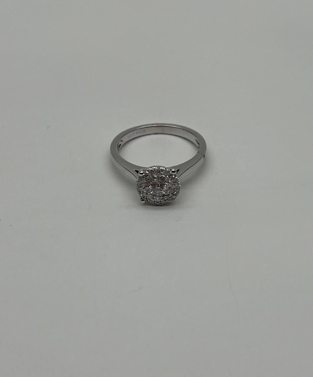 Diamonds Pave Set Round Cluster Halo Set 14K White Gold Statement Ring