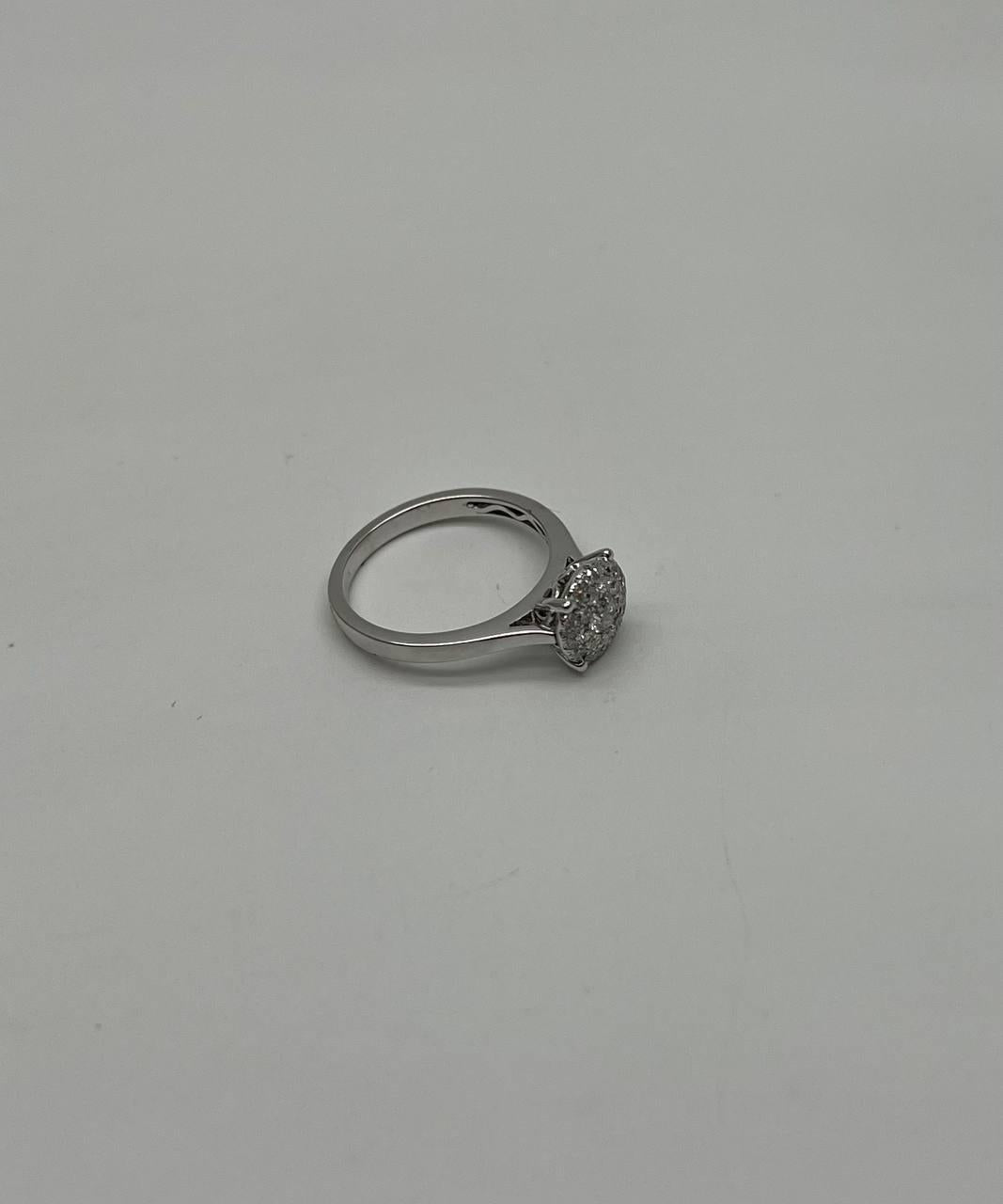 Diamonds Pave Set Round Cluster Halo Set 14K White Gold Statement Ring