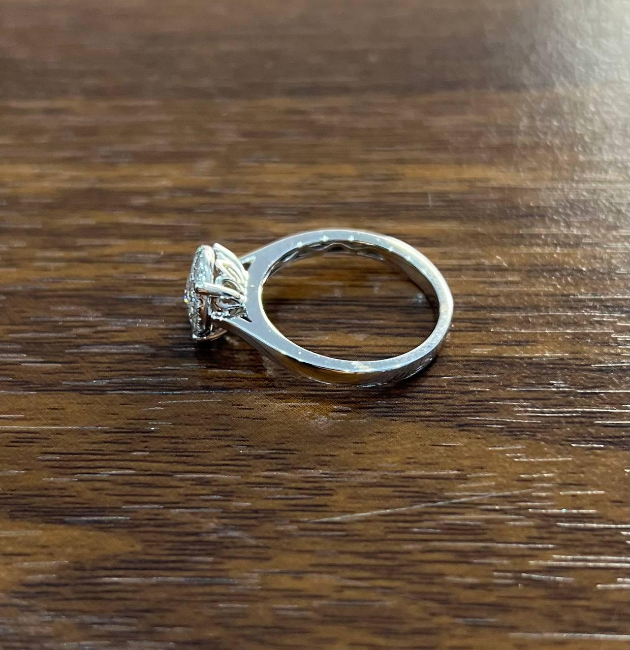 Diamonds Pave Set Round Cluster Halo Set 14K White Gold Statement Ring