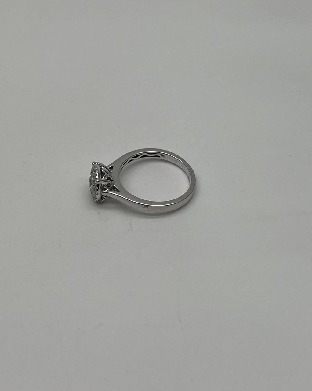 Diamonds Pave Set Round Cluster Halo Set 14K White Gold Statement Ring