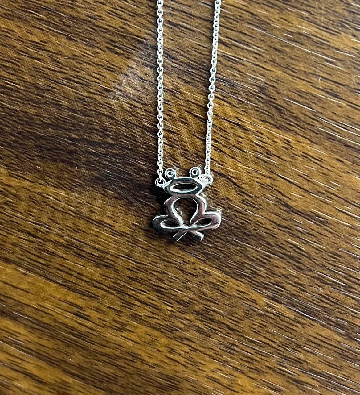 Frog Symbol Diamonds Halo Motif 18K Karat White Gold Pendant Chain Necklace