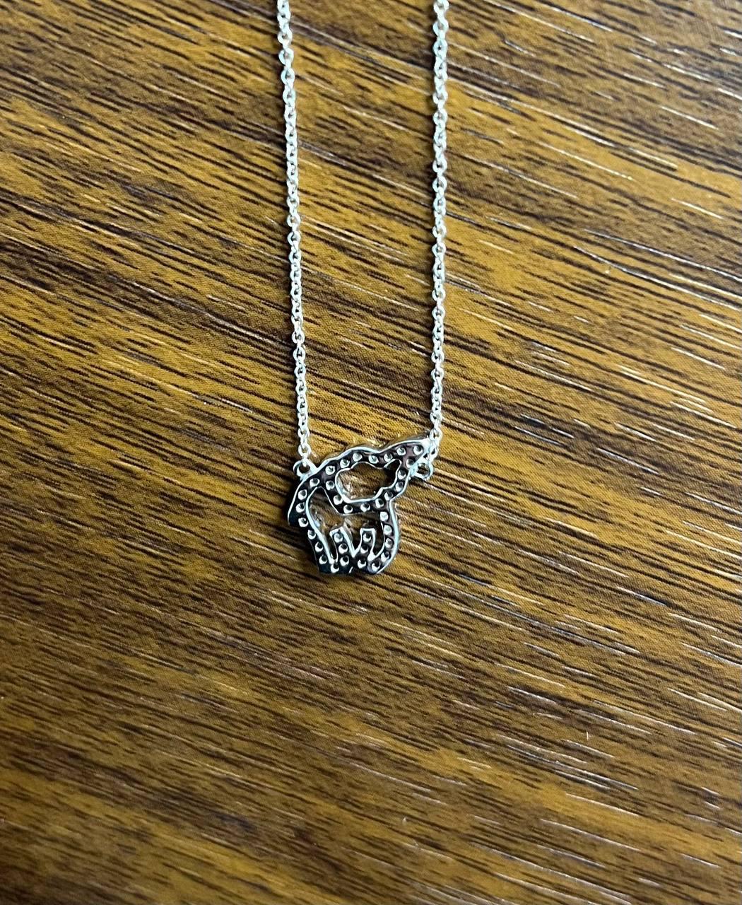 Elephant Diamonds Halo Set Motif 18K Karat White Gold Pendant Chain Necklace