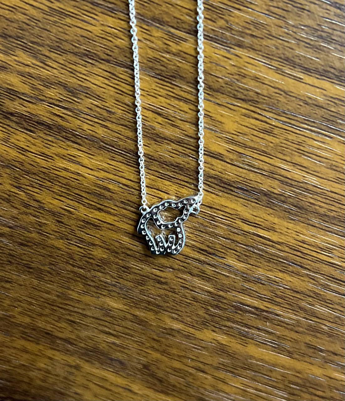 Elephant Diamonds Halo Set Motif 18K Karat White Gold Pendant Chain Necklace