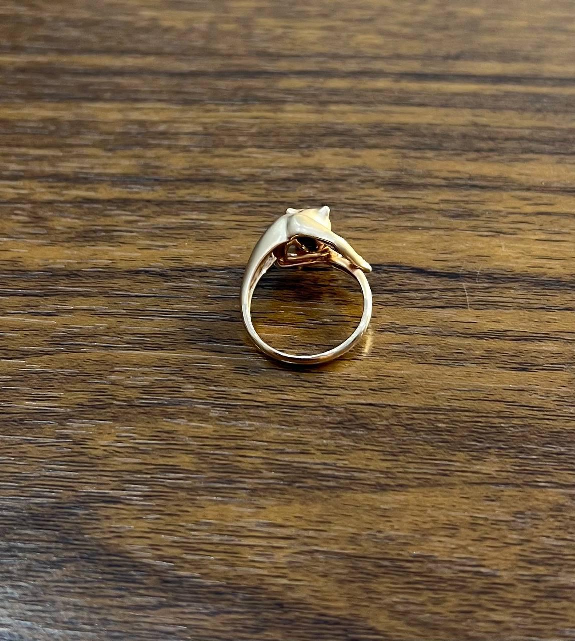 Panther Cat Emerald Diamond Ring 14K Rose Gold Statement Ring