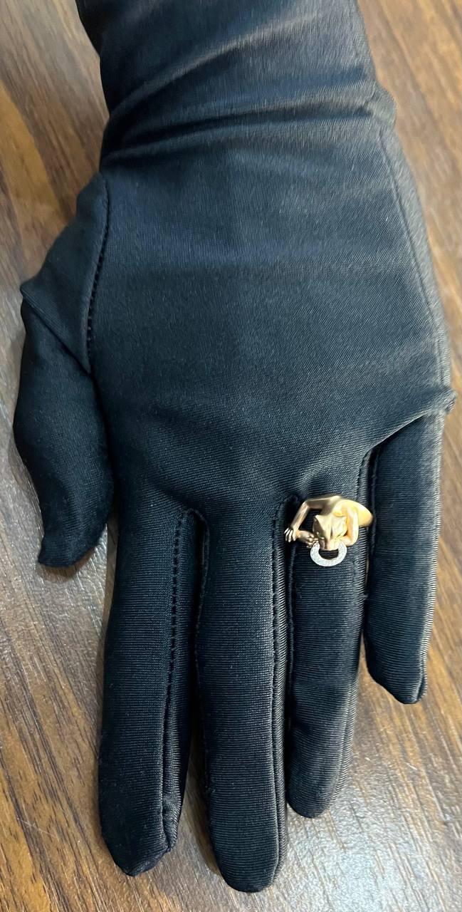 Panther Cat Emerald Diamond Ring 14K Rose Gold Statement Ring