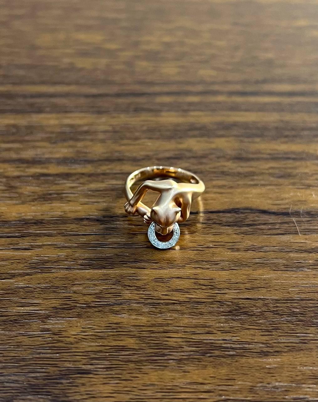 Panther Cat Emerald Diamond Ring 14K Rose Gold Statement Ring