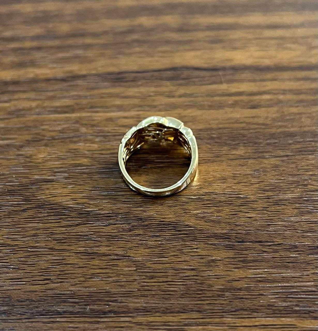 Leaf Leaves Nature Inspired Pave Set 14K Yellow Gold Statement Band Ring