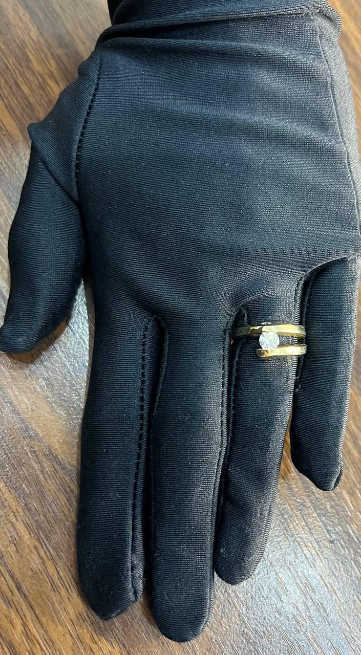 Unique Round Diamond Tension Set Flush Set Bypass 14K Yellow Gold Statement Ring