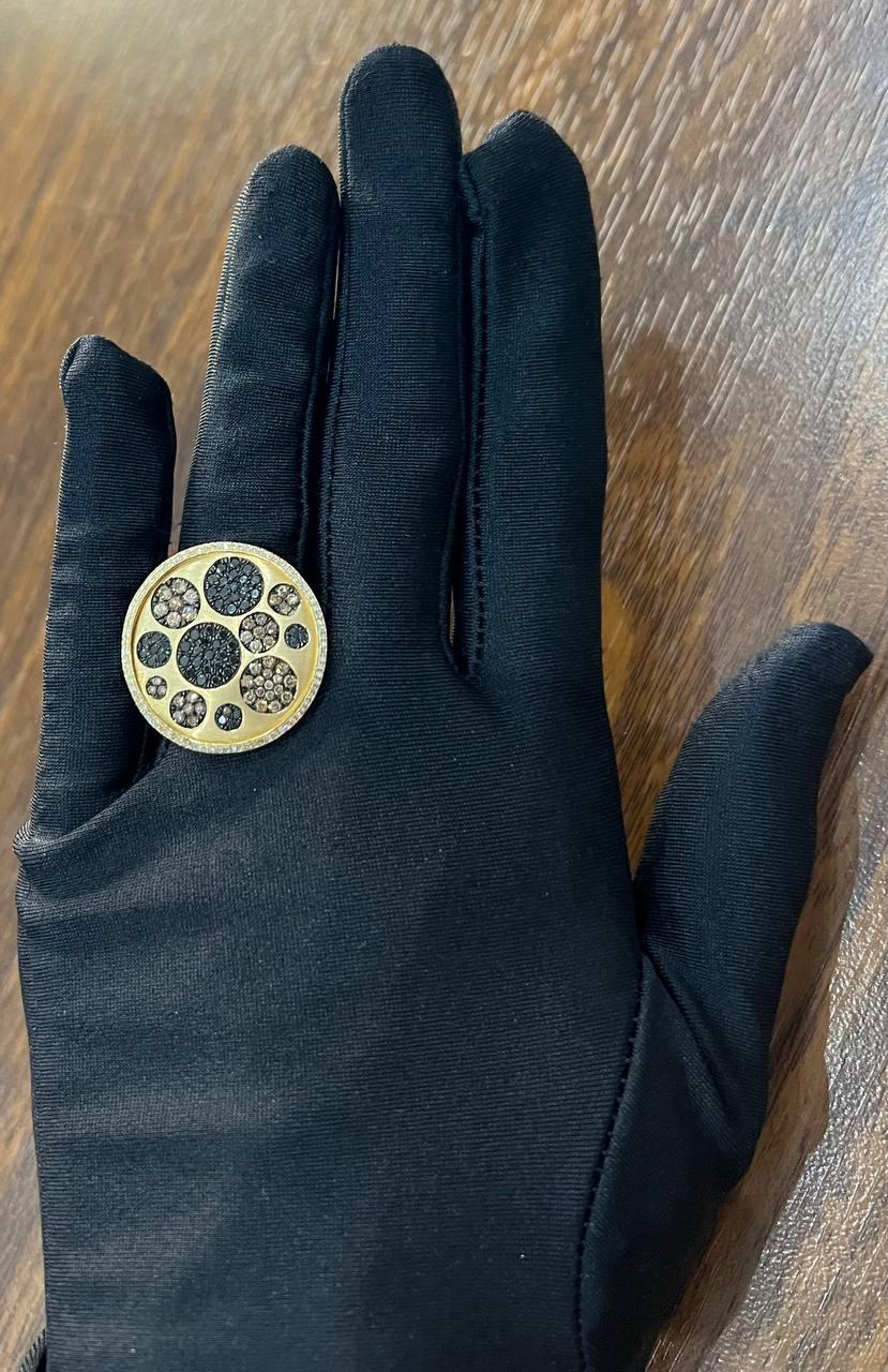 Diamond Pave Galaxy Solar Universal 14K Yellow Gold Pendant Statement Ring