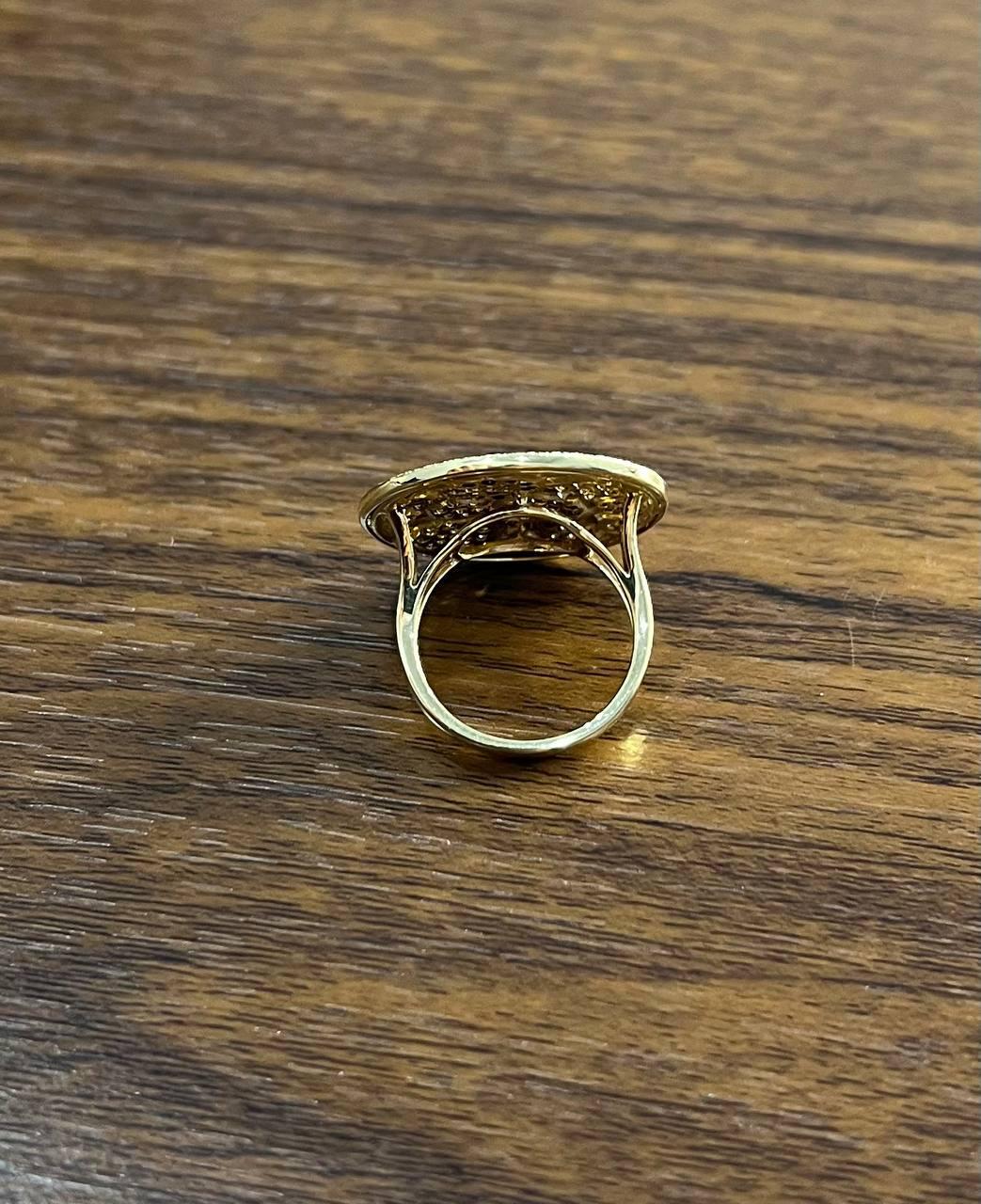 Diamond Pave Galaxy Solar Universal 14K Yellow Gold Pendant Statement Ring