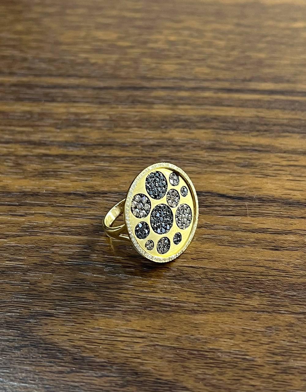 Diamond Pave Galaxy Solar Universal 14K Yellow Gold Pendant Statement Ring