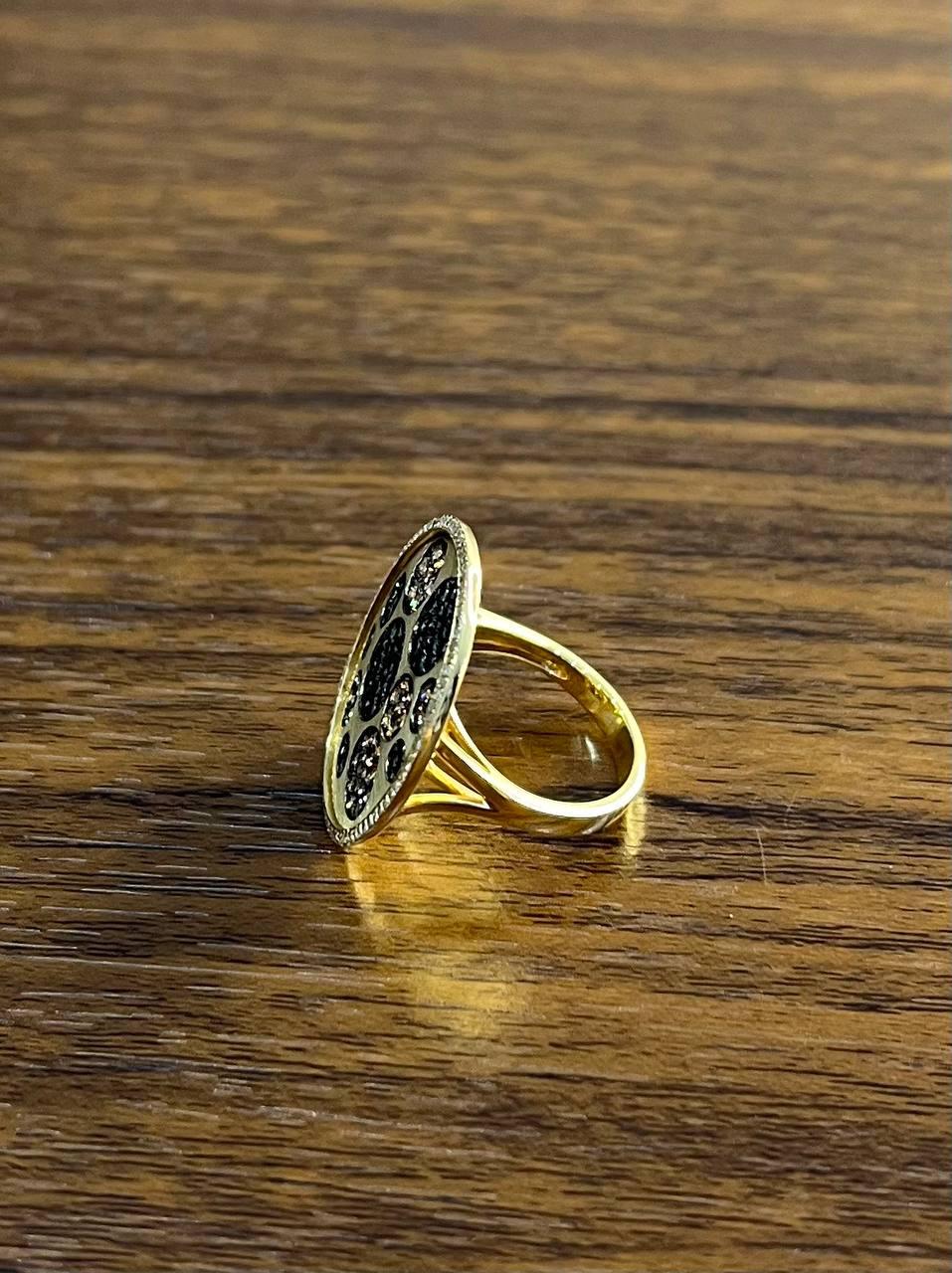 Diamond Pave Galaxy Solar Universal 14K Yellow Gold Pendant Statement Ring