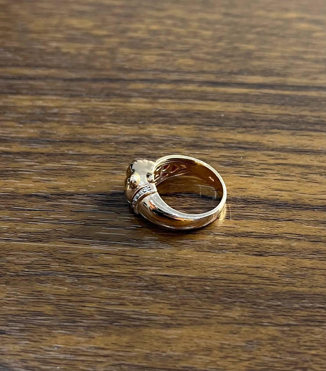 Panther Leopard Lioness Head Diamond Channel 14K Rose Gold Emerald Eyes Ring