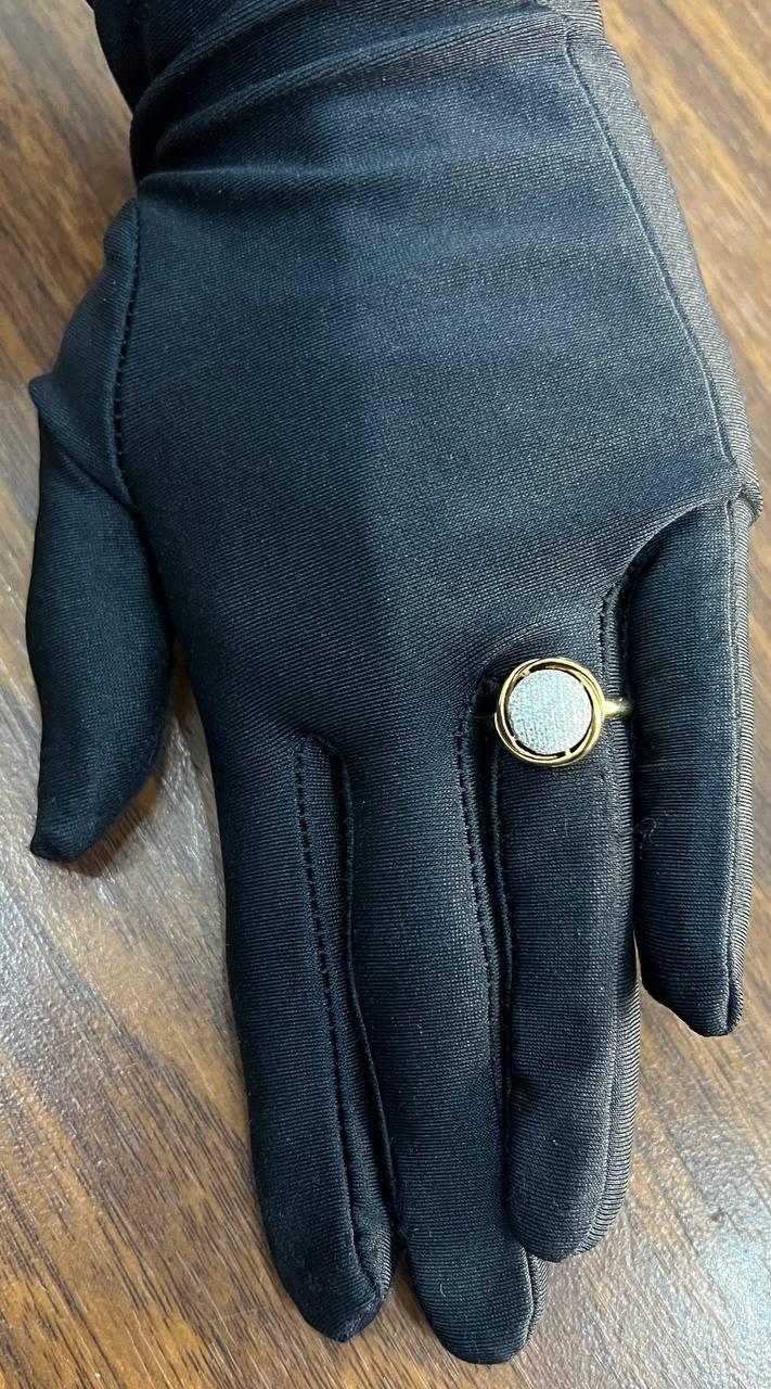 Diamonds Pave Circle Rose Flower Layers 14K Yellow Gold Statement Ring